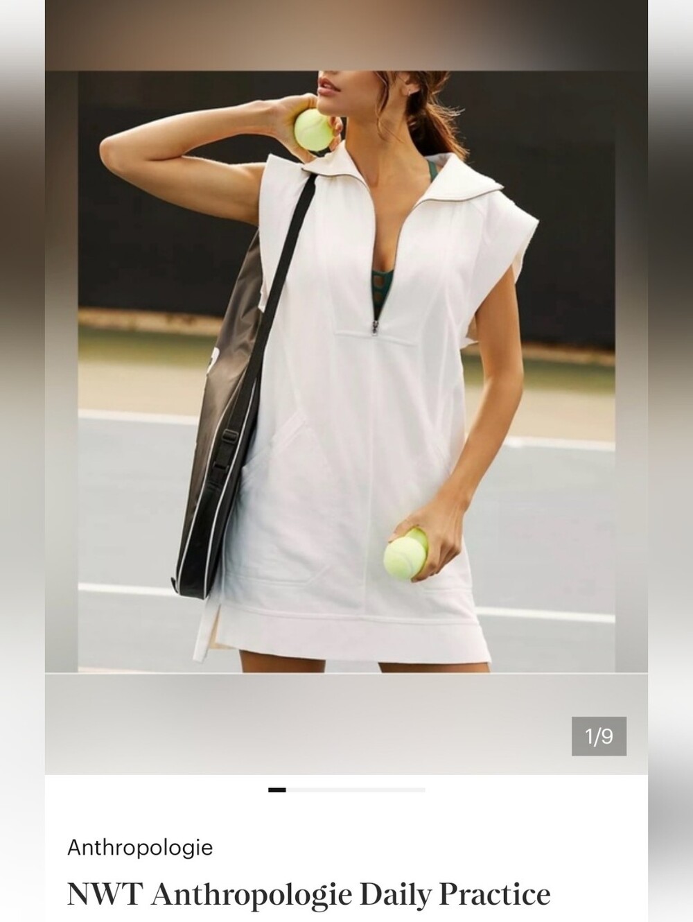 Anthropologie White Sleeveless Tennis Dress with Collar